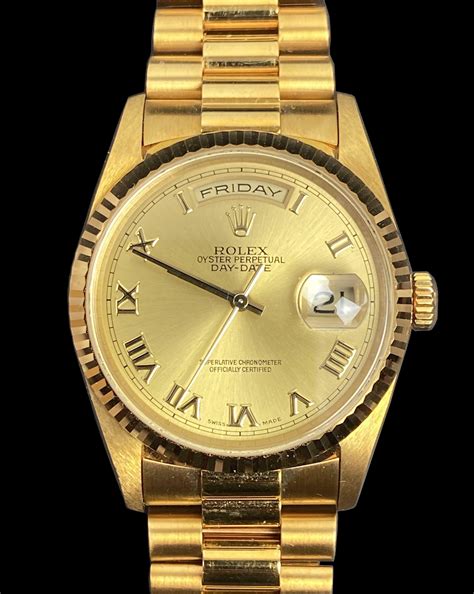 mens rolex 18k gold oyster perpetual date watch